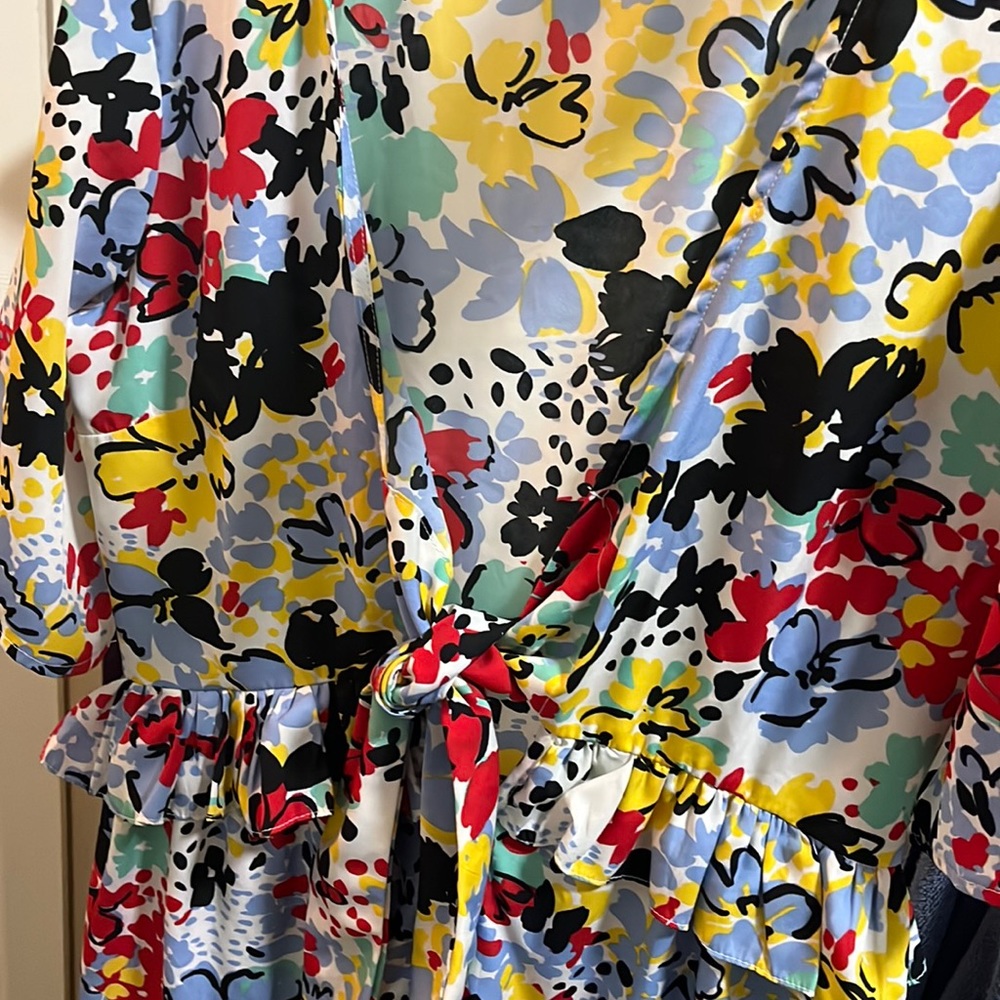 Multi Color floral dress with tie front
